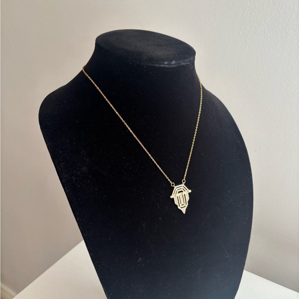 Gold Tone Geometric Pendant Necklace - Women's Jewelry - Picture 4 of 7